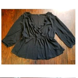 Black Swiss Dot Surplus Babydoll Top